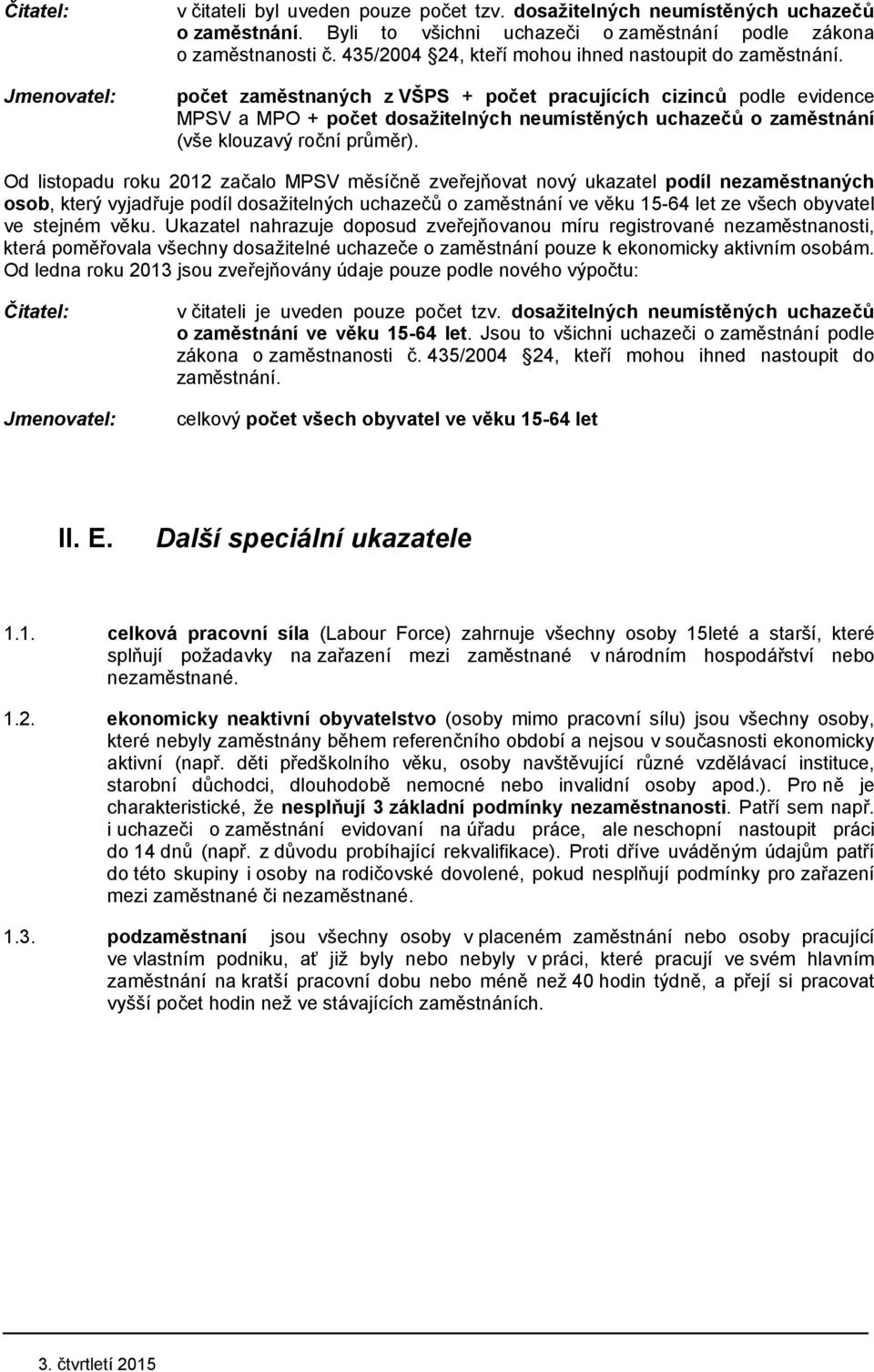 počet zaměstnaných z VŠPS + počet pracujících cizinců podle evidence MPSV a MPO + počet dosažitelných neumístěných uchazečů o zaměstnání (vše klouzavý roční průměr).