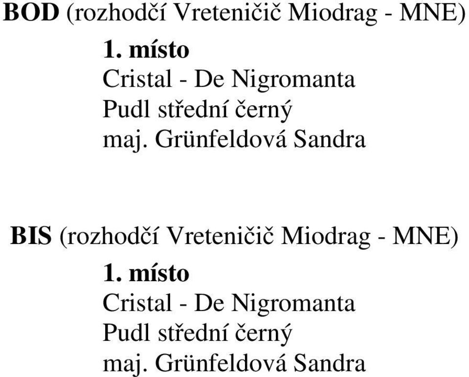 Grünfeldová Sandra BIS (rozhodčí Vreteničič Miodrag -