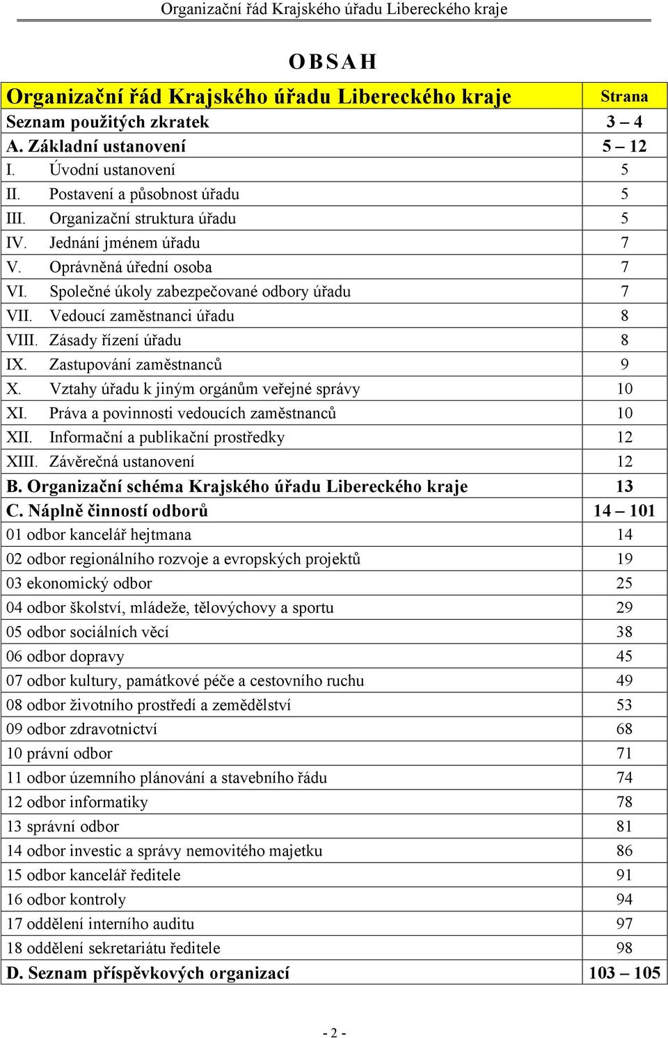 Vedoucí zaměstnanci úřadu 8 VIII. Zásady řízení úřadu 8 IX. Zastupování zaměstnanců 9 X. Vztahy úřadu k jiným orgánům veřejné správy 10 XI. Práva a povinnosti vedoucích zaměstnanců 10 XII.