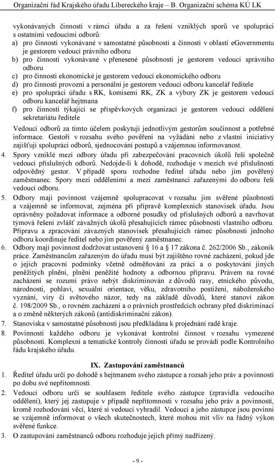 oblasti egovernmentu je gestorem vedoucí právního odboru b) pro činnosti vykonávané v přenesené působnosti je gestorem vedoucí správního odboru c) pro činnosti ekonomické je gestorem vedoucí
