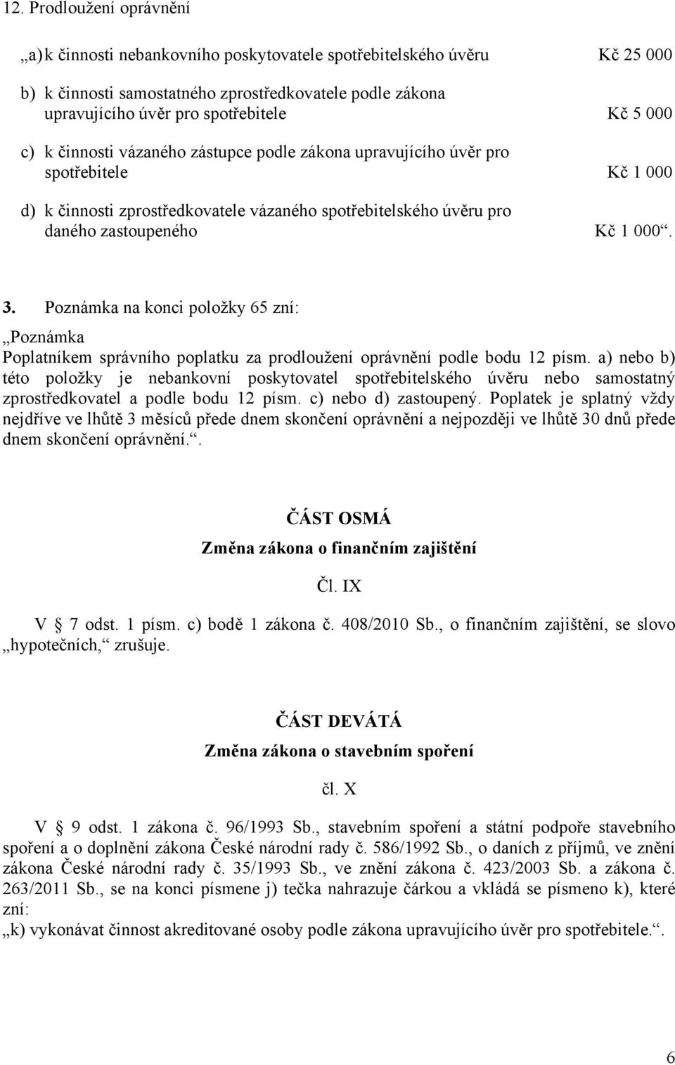 Poznámka na konci položky 65 zní: Poznámka Poplatníkem správního poplatku za prodloužení oprávnění podle bodu 12 písm.