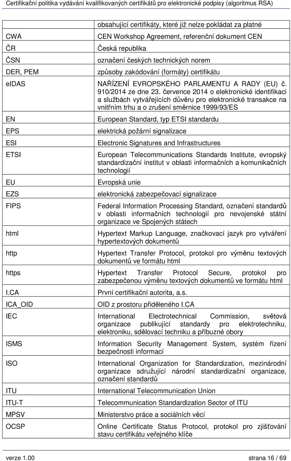 července 2014 o elektronické identifikaci a službách vytvářejících důvěru pro elektronické transakce na vnitřním trhu a o zrušení směrnice 1999/93/ES EN EPS ESI ETSI EU EZS FIPS html http European