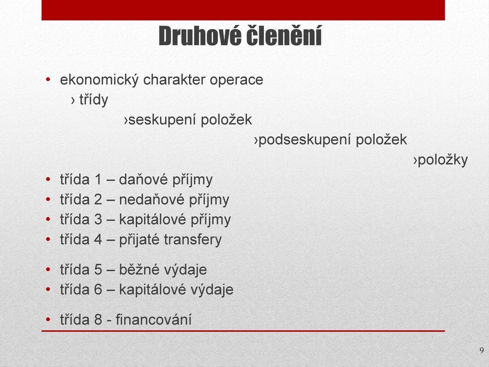 nedaňové příjmy třída 3 kapitálové příjmy třída 4 přijaté