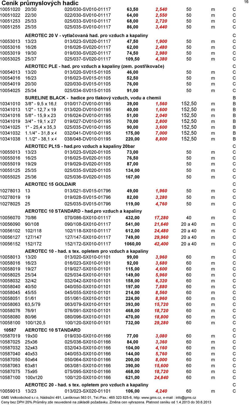 pro vzduch a kapaliny 10053013 13/23 013/023-SV020-01117 47,50 1,900 50 m 10053016 16/26 016/026-SV020-01117 62,00 2,480 50 m 10053019 19/30 019/030-SV020-01117 74,50 2,980 50 m 10053025 25/37