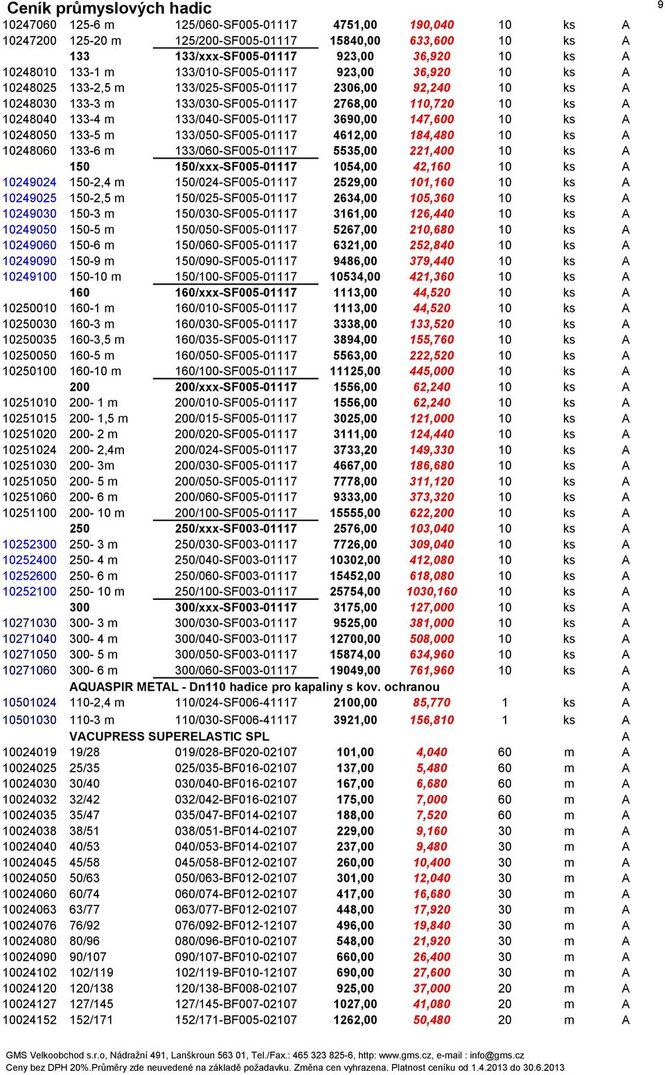 133/040-SF005-01117 3690,00 147,600 10 ks A 10248050 133-5 m 133/050-SF005-01117 4612,00 184,480 10 ks A 10248060 133-6 m 133/060-SF005-01117 5535,00 221,400 10 ks A 150 150/xxx-SF005-01117 1054,00