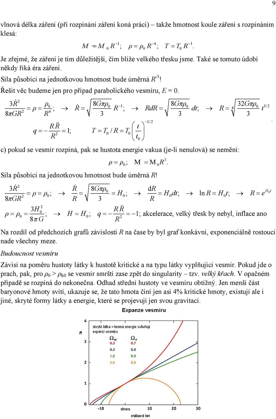 Řešit věc budeme jen pro případ parabolického vesmíru, E = 0.