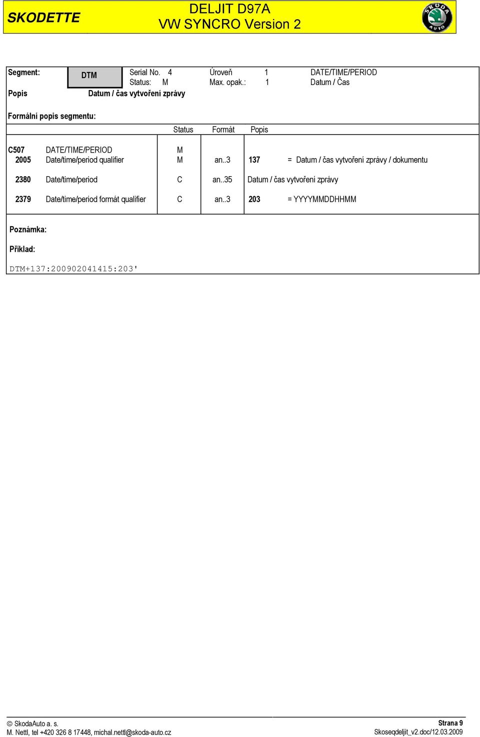 qualifier M an..3 137 = Datum / čas vytvoření zprávy / dokumentu 2380 Date/time/period C an.
