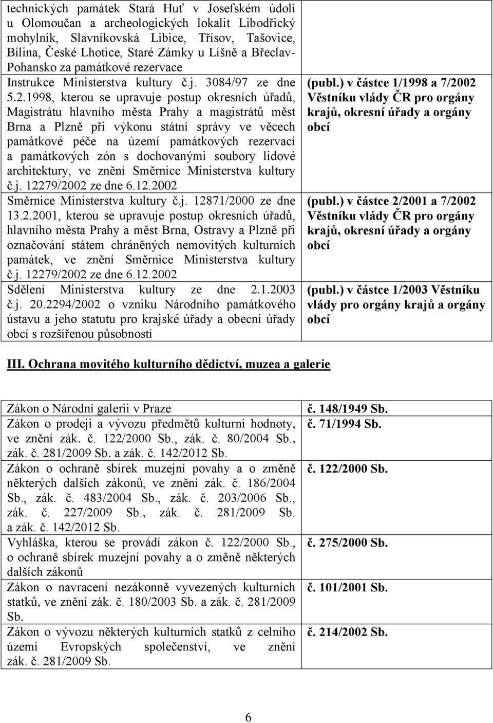 1998, kterou se upravuje postup okresních úřadů, Magistrátu hlavního města Prahy a magistrátů měst Brna a Plzně při výkonu státní správy ve věcech památkové péče na území památkových rezervací a