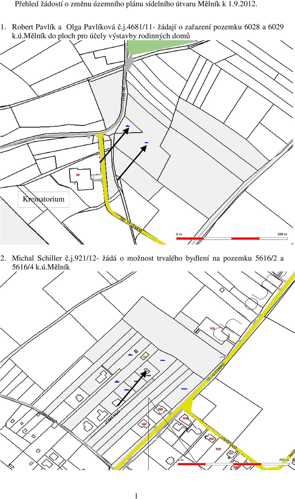 mělník do ploch pro účely výstavby rodinných domů Krematorium 2.