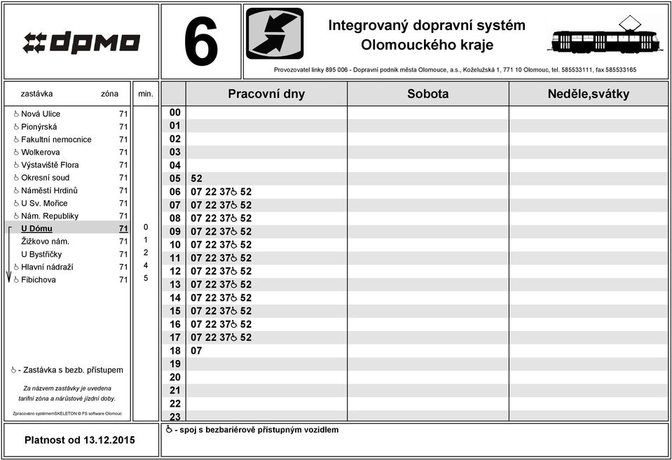 Okresní soud 71 @ Náměstí Hrdinů 71 @ U Sv. Mořice 71 @ Nám. Republiky 71 U Dómu 71 0 Žižkovo nám.