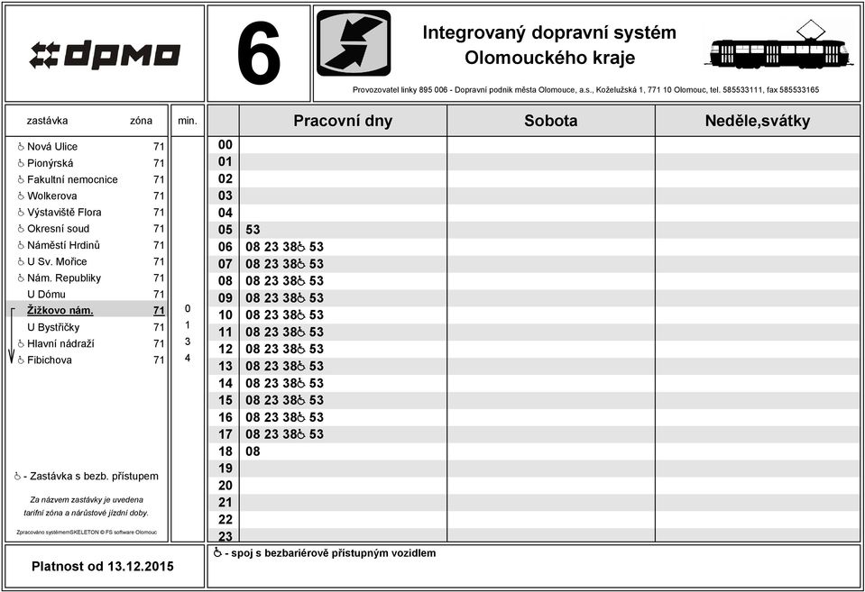 Okresní soud 71 @ Náměstí Hrdinů 71 @ U Sv. Mořice 71 @ Nám. Republiky 71 U Dómu 71 Žižkovo nám.