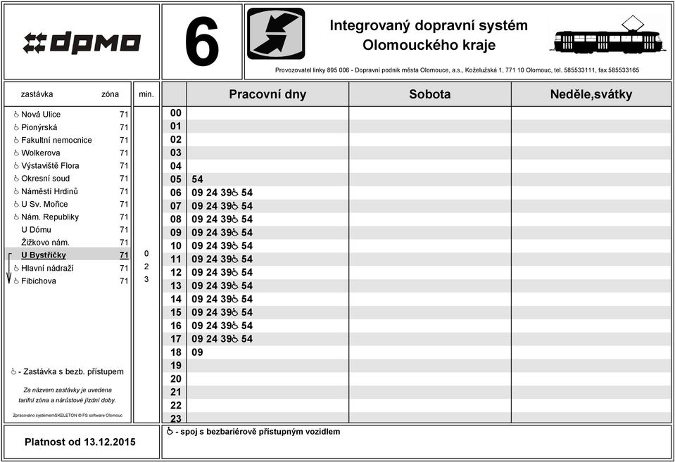 soud 71 @ Náměstí Hrdinů 71 @ U Sv. Mořice 71 @ Nám. Republiky 71 U Dómu 71 Žižkovo nám.