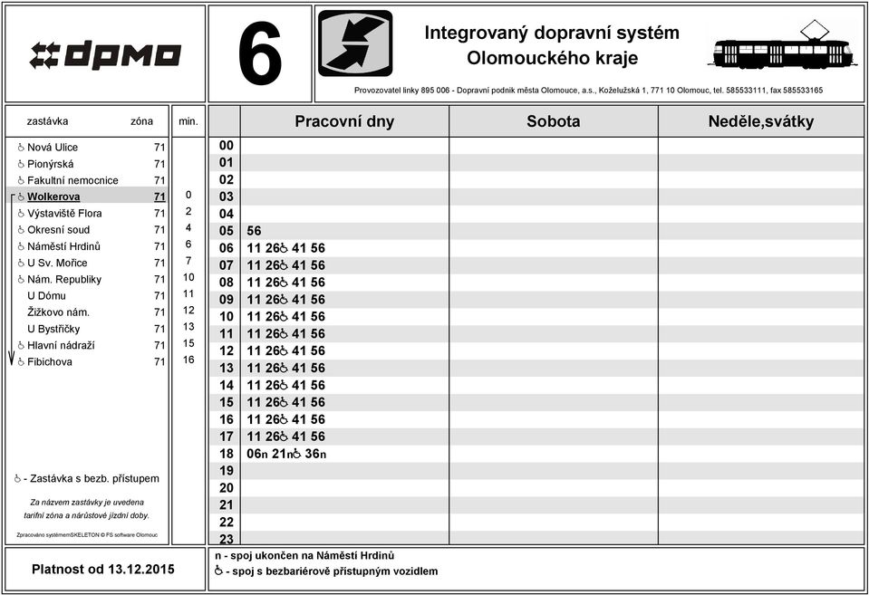 @ Náměstí Hrdinů 71 6 @ U Sv. Mořice 71 7 @ Nám. Republiky 71 U Dómu 71 Žižkovo nám.