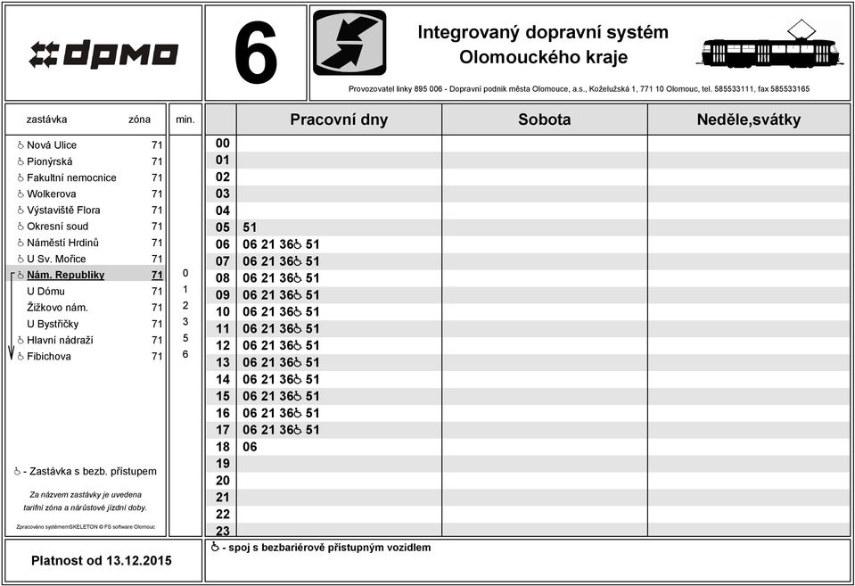 Okresní soud 71 @ Náměstí Hrdinů 71 @ U Sv. Mořice 71 @ Nám. Republiky 71 0 U Dómu 71 1 Žižkovo nám.