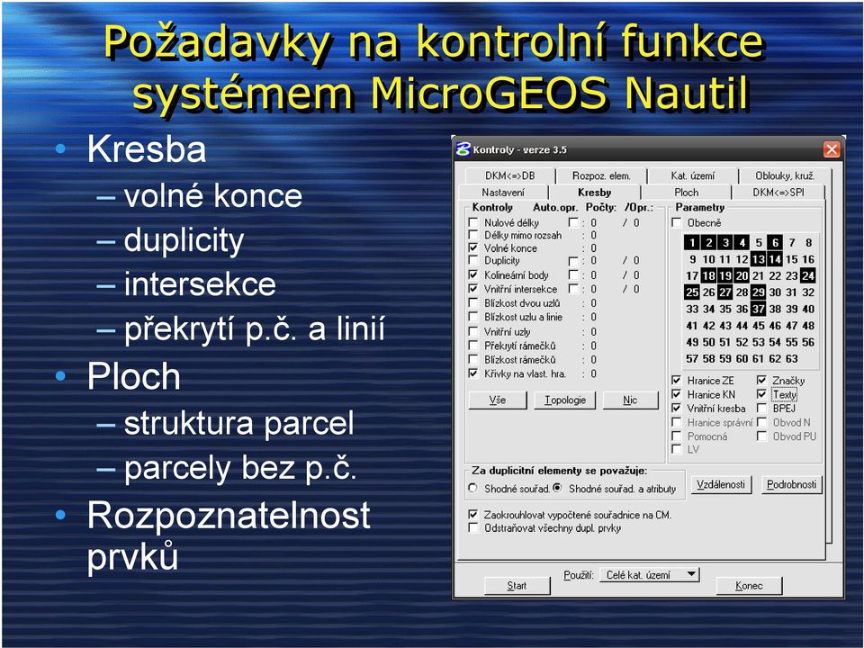 duplicity intersekce překrytí p.č.