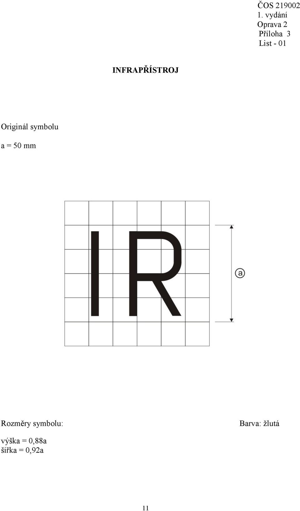 a = 50 mm Rozměry symbolu: