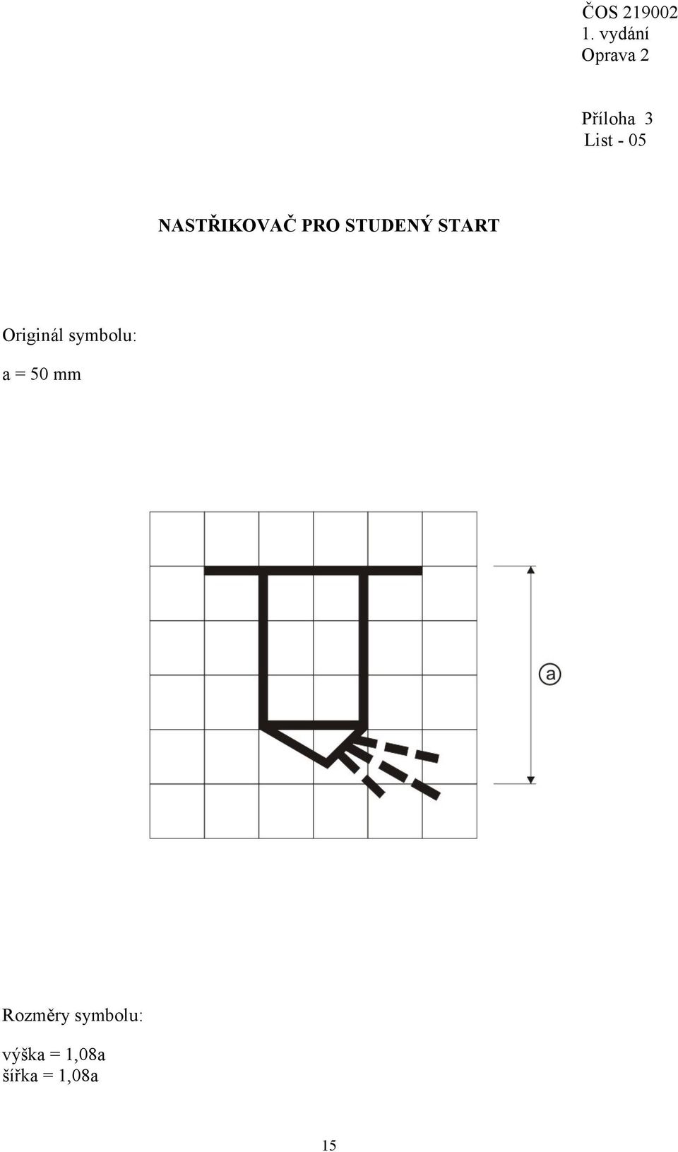symbolu: a = 50 mm Rozměry