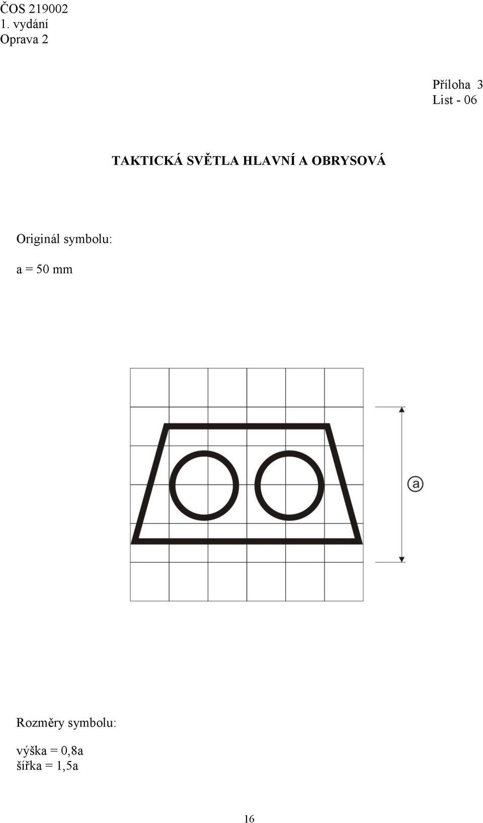 Originál symbolu: a = 50 mm