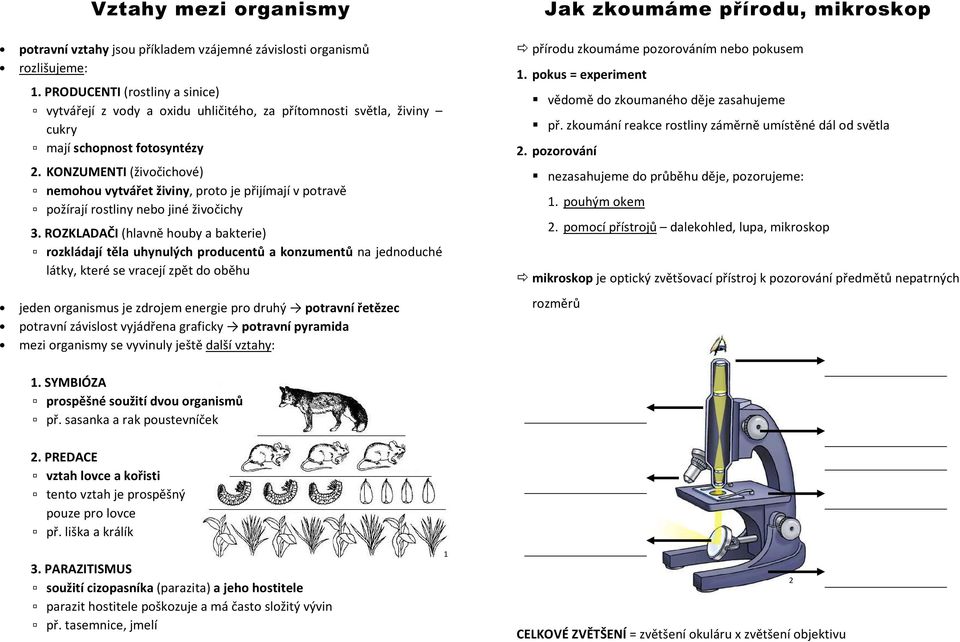 KONZUMENTI (živočichové) nemohou vytvářet živiny, proto je přijímají v potravě požírají rostliny nebo jiné živočichy 3.