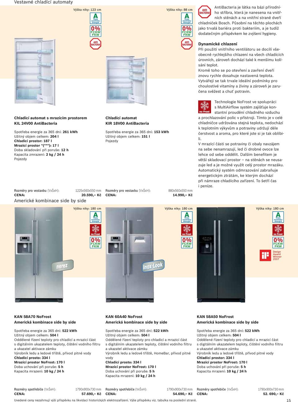 Dynamické chlazení Při použití vnitřního ventilátoru se docílí všeobecně rychlejšího chlazení na všech chladících úrovních, zároveň dochází také k menšímu kolísání teplot.
