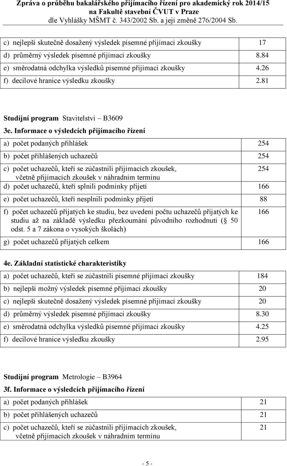 Informace o výsledcích přijímacího řízení a) počet podaných přihlášek 254 b) počet přihlášených uchazečů 254 254 d) počet uchazečů, kteří splnili podmínky přijetí 166 e) počet uchazečů, kteří