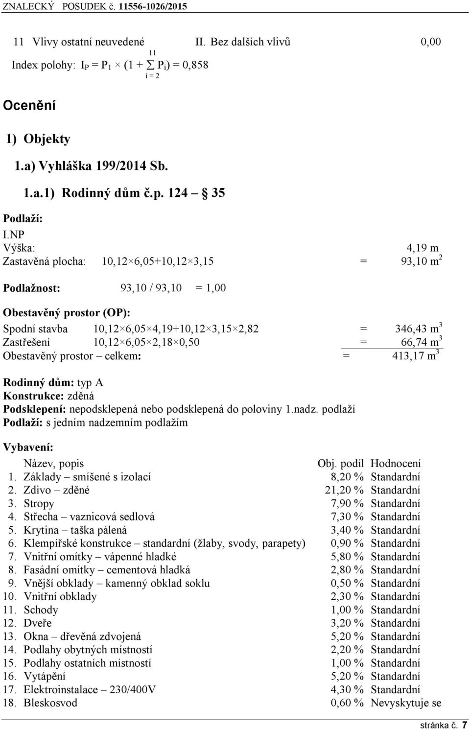 10,12 6,05 2,18 0,50 = 66,74 m 3 Obestavěný prostor celkem: = 413,17 m 3 Rodinný dům: typ A Konstrukce: zděná Podsklepení: nepodsklepená nebo podsklepená do poloviny 1.nadz.