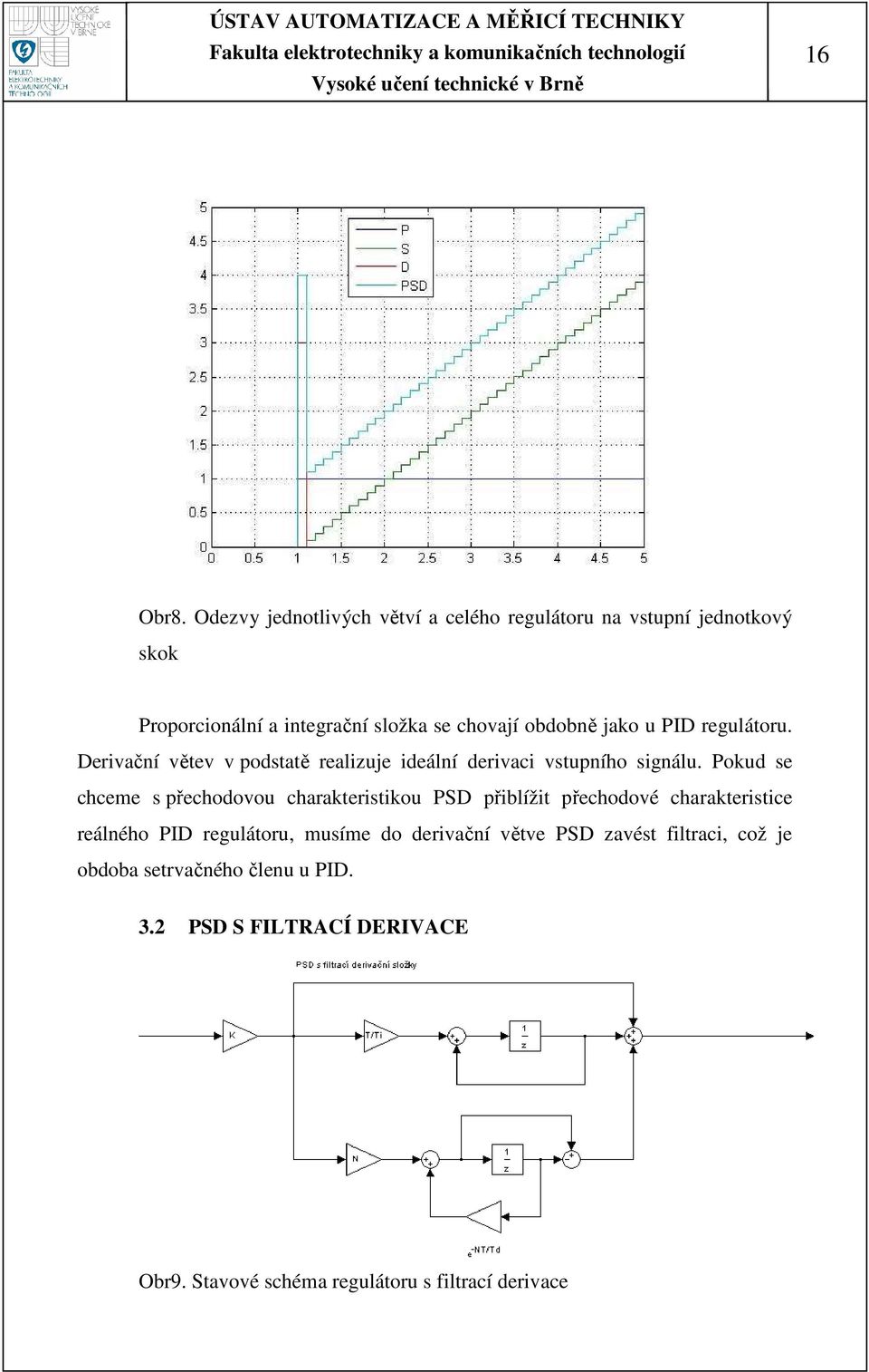 jako u PID regulátoru. Derivační větev v podstatě realizuje ideální derivaci vstupního signálu.