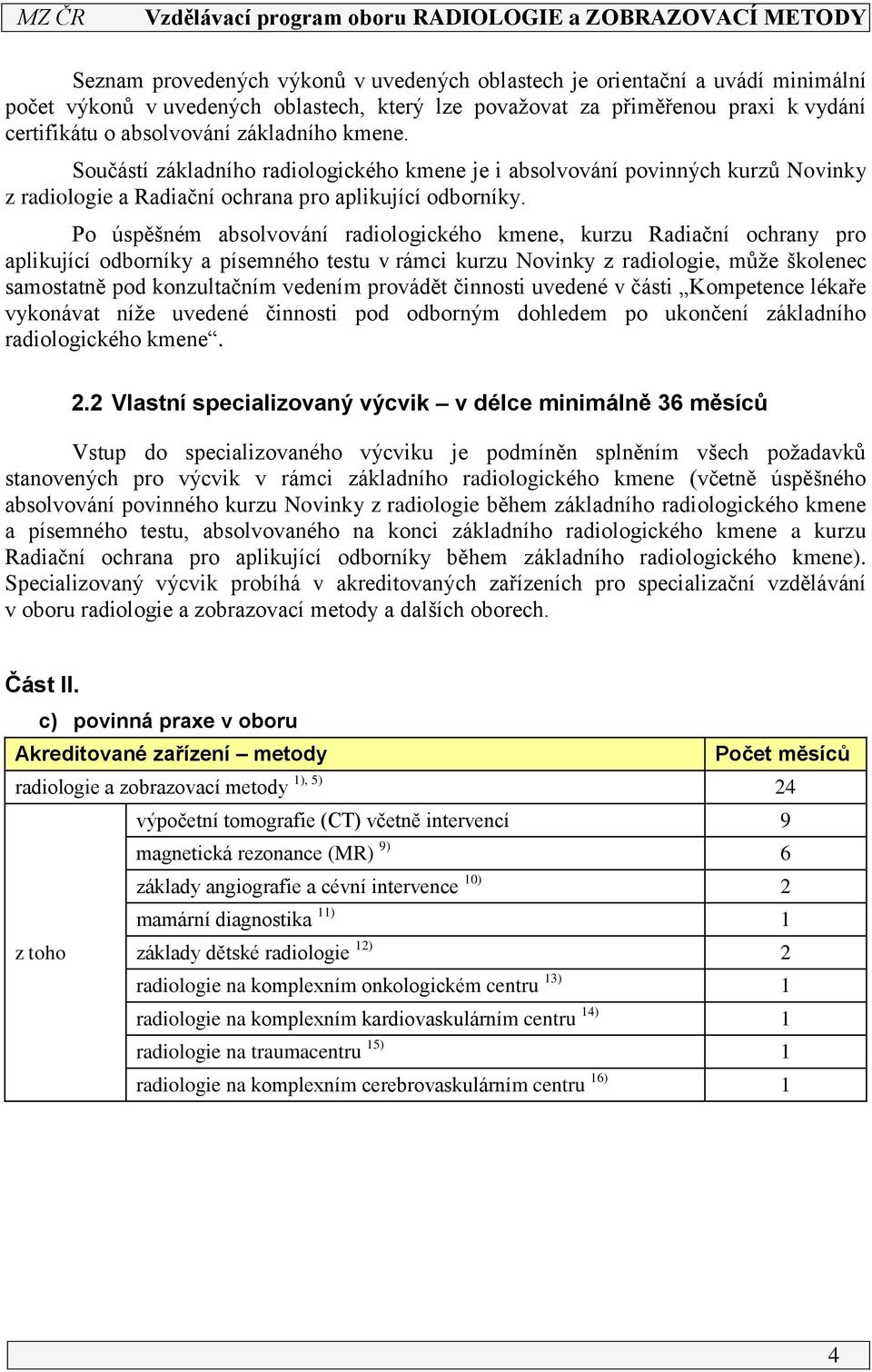 Po úspěšném absolvování radiologického kmene, kurzu Radiační ochrany pro aplikující odborníky a písemného testu v rámci kurzu Novinky z radiologie, může školenec samostatně pod konzultačním vedením