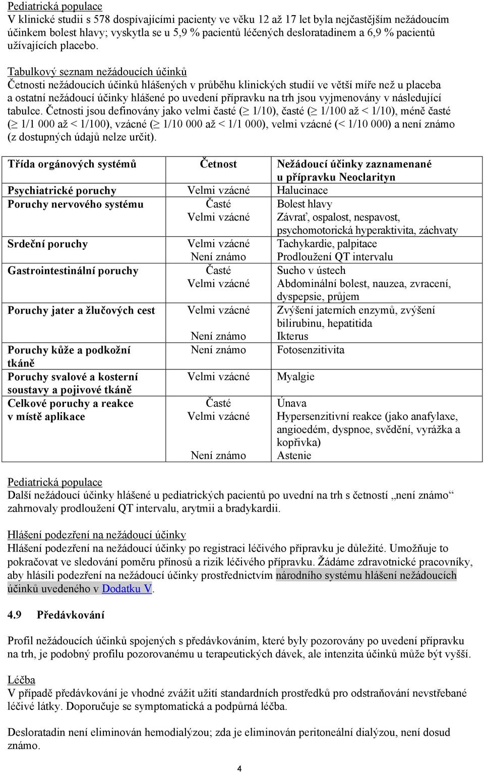 Tabulkový seznam nežádoucích účinků Četnosti nežádoucích účinků hlášených v průběhu klinických studií ve větší míře než u placeba a ostatní nežádoucí účinky hlášené po uvedení přípravku na trh jsou
