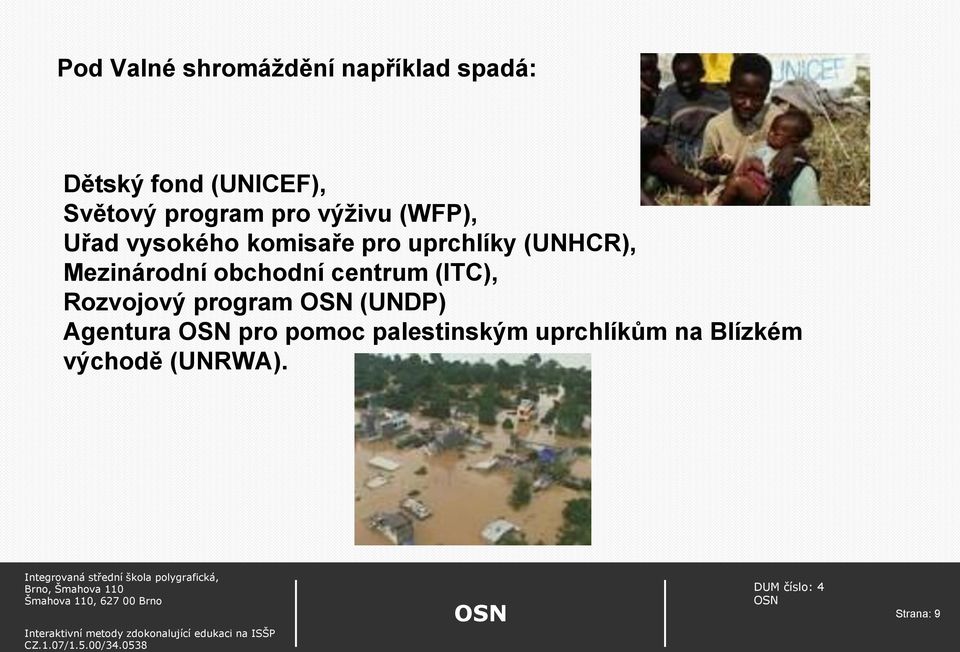 (UNHCR), Mezinárodní obchodní centrum (ITC), Rozvojový program (UNDP)