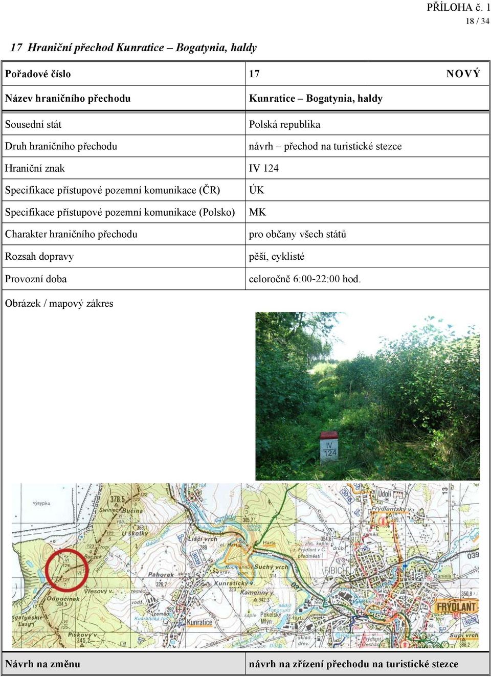 124 Specifikace přístupové pozemní komunikace (Polsko) ÚK pěší, cyklisté