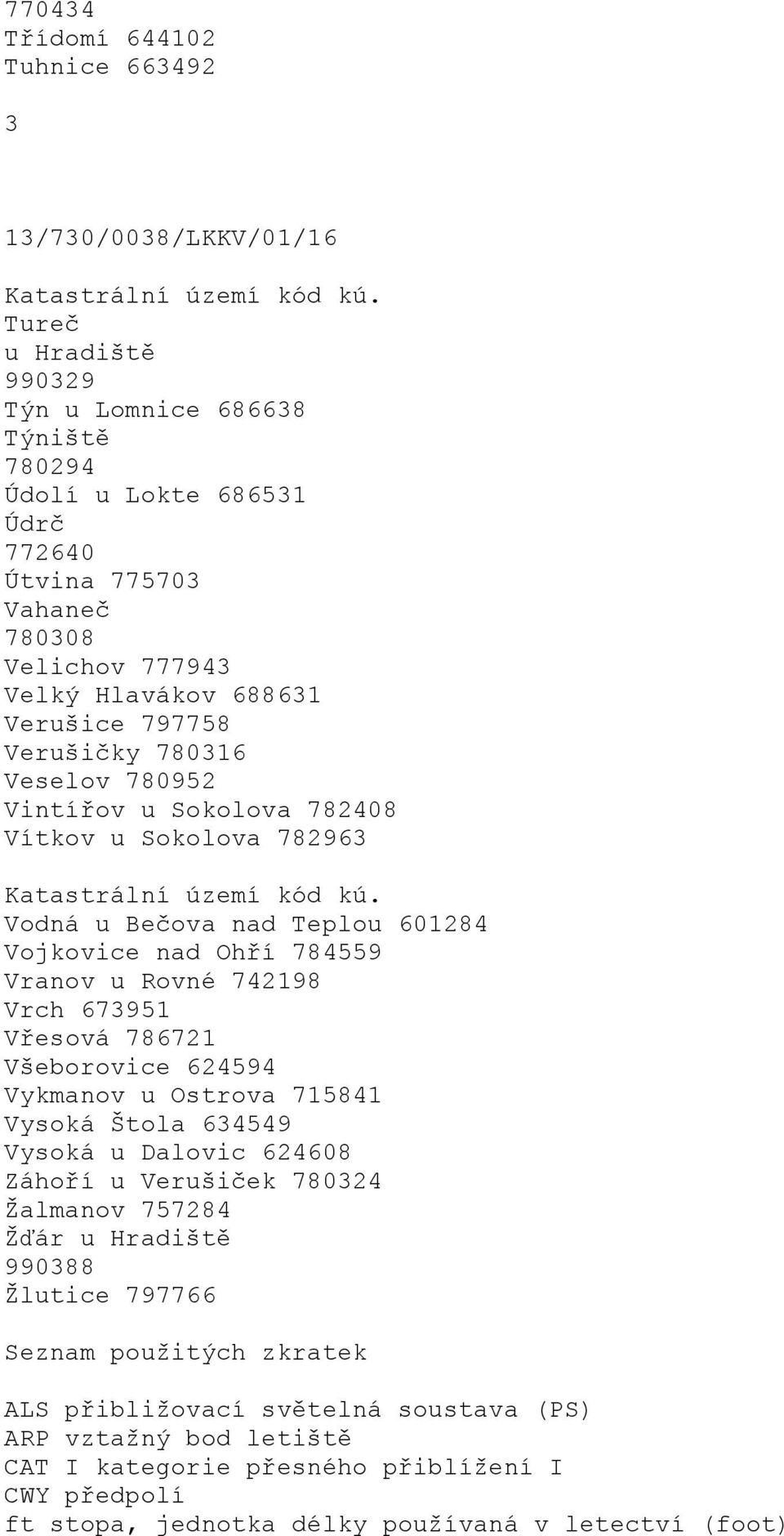 Veselov 780952 Vintířov u Sokolova 782408 Vítkov u Sokolova 782963 Katastrální území kód kú.