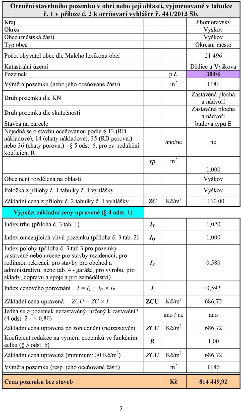 redukční Obec ní rozdělena na oblasti Zastavěná plocha a nádvoří Zastavěná plocha a nádvoří budova typu E zastavěné bo určené pro stavby rezidenční, pro