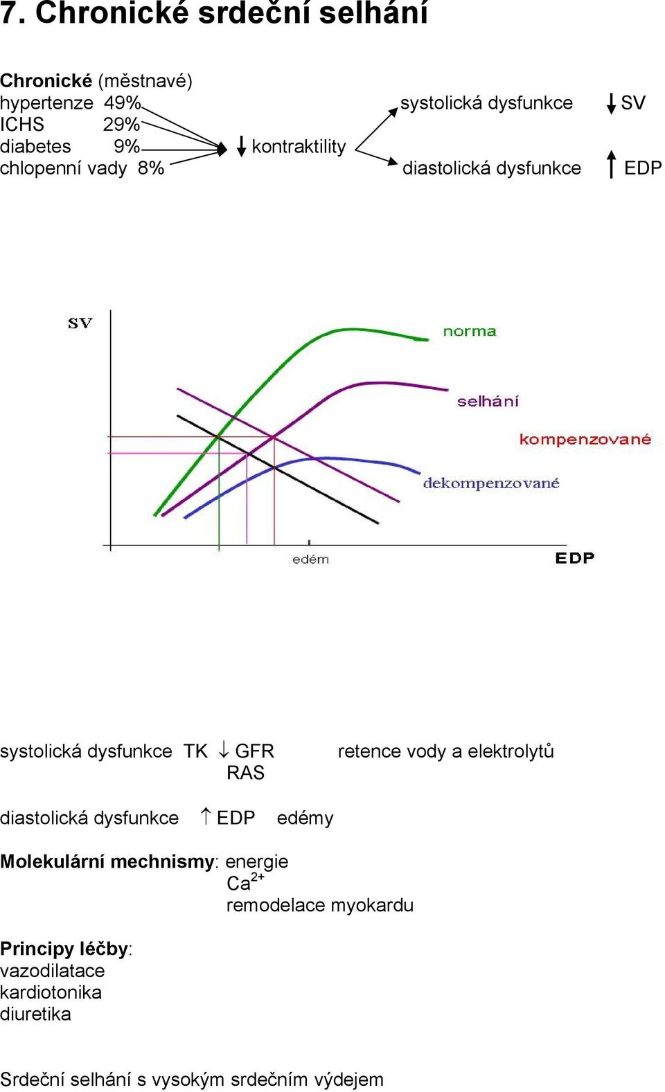 retence vody a elektrolytů diastolická dysfunkce EDP edémy Molekulární mechnismy: energie Ca 2+