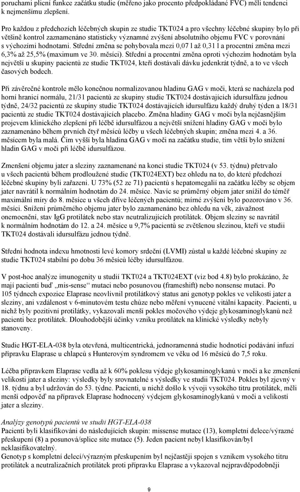výchozími hodnotami. Střední změna se pohybovala mezi 0,07 l až 0,31 l a procentní změna mezi 6,3% až 25,5% (maximum ve 30. měsíci).