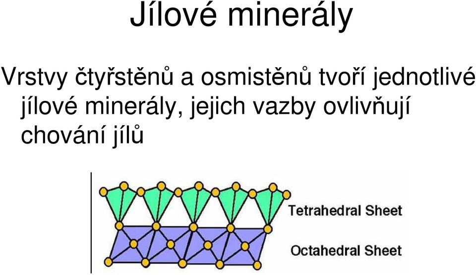 jednotlivé jílové minerály,