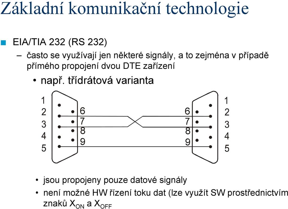 třídrátová varianta 6 6 8 8 9 9 jsou propojeny pouze datové signály