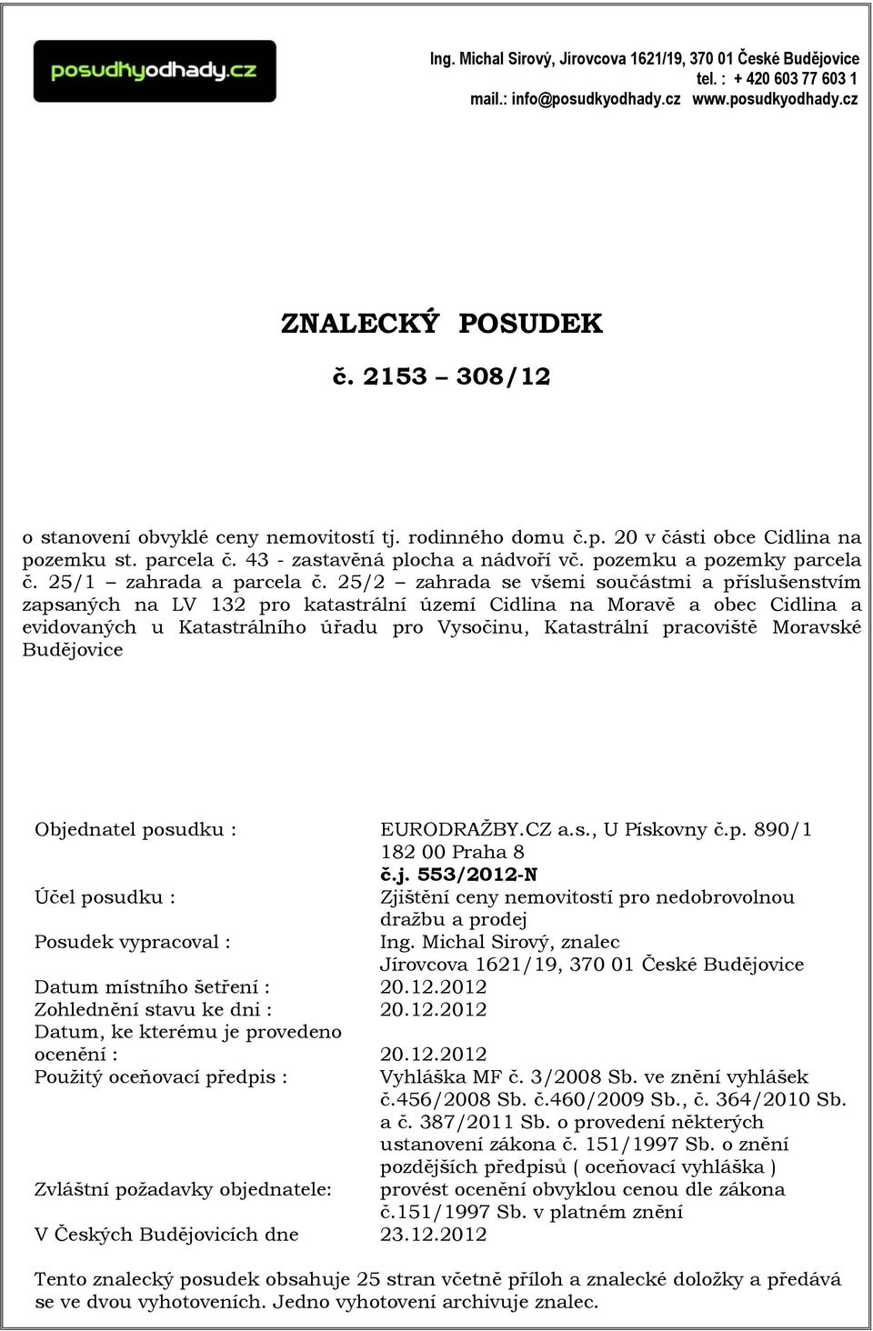 25/1 zahrada a parcela č.