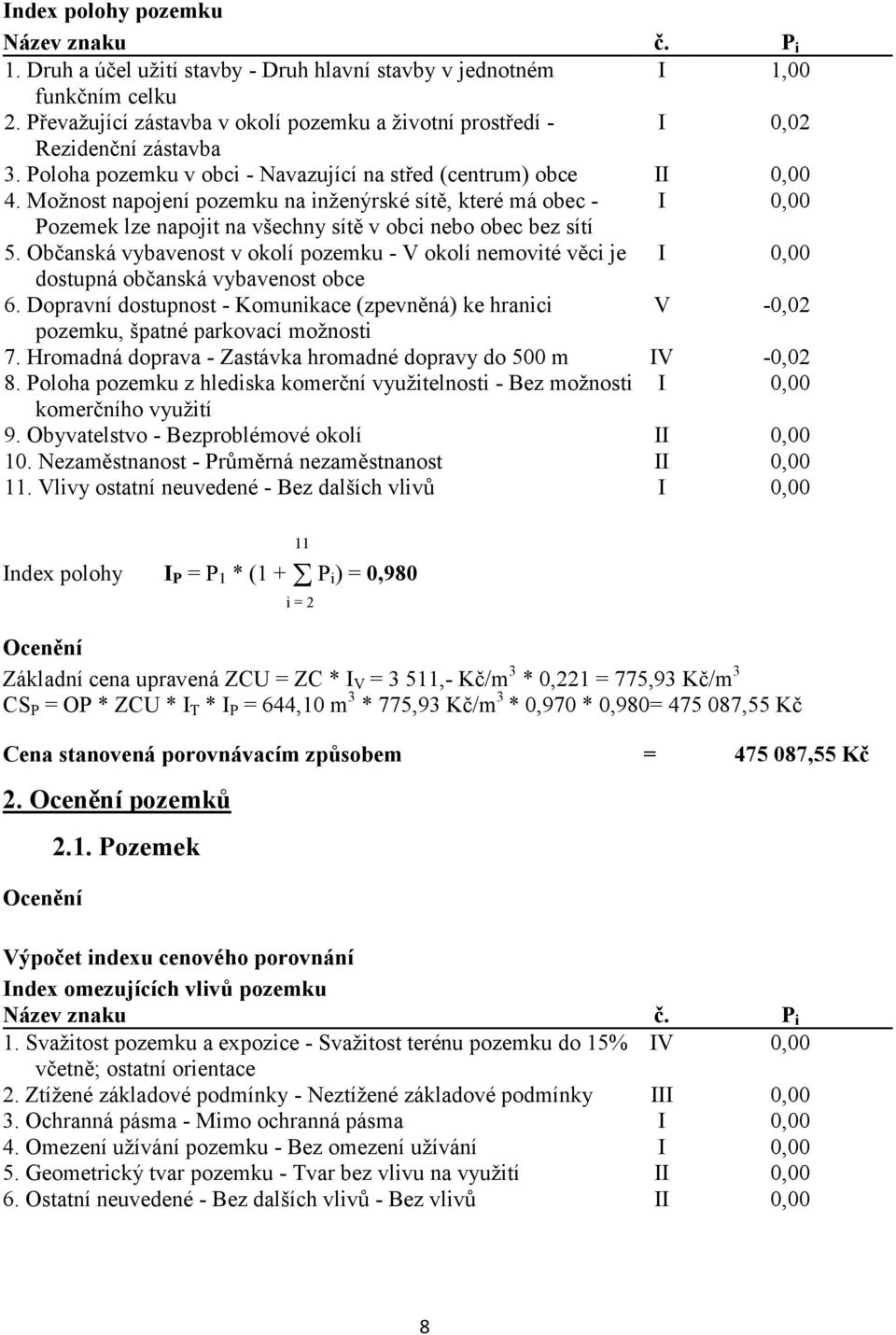 Možnost napojení pozemku na inženýrské sítě, které má obec - I 0,00 Pozemek lze napojit na všechny sítě v obci nebo obec bez sítí 5.