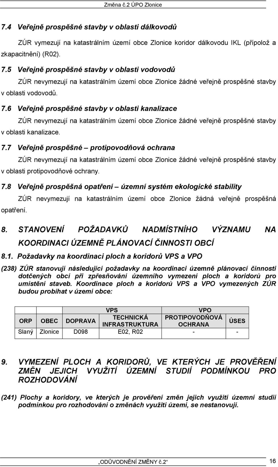 6 Veřejně prospěšné stavby v oblasti kanalizace ZÚR nevymezují na katastrálním území obce Zlonice žádné veřejně prospěšné stavby v oblasti kanalizace. 7.