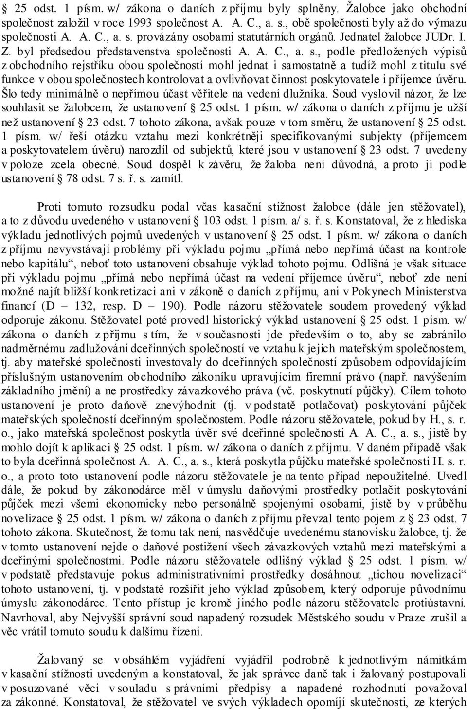 olečnosti A. A. C., a. s.