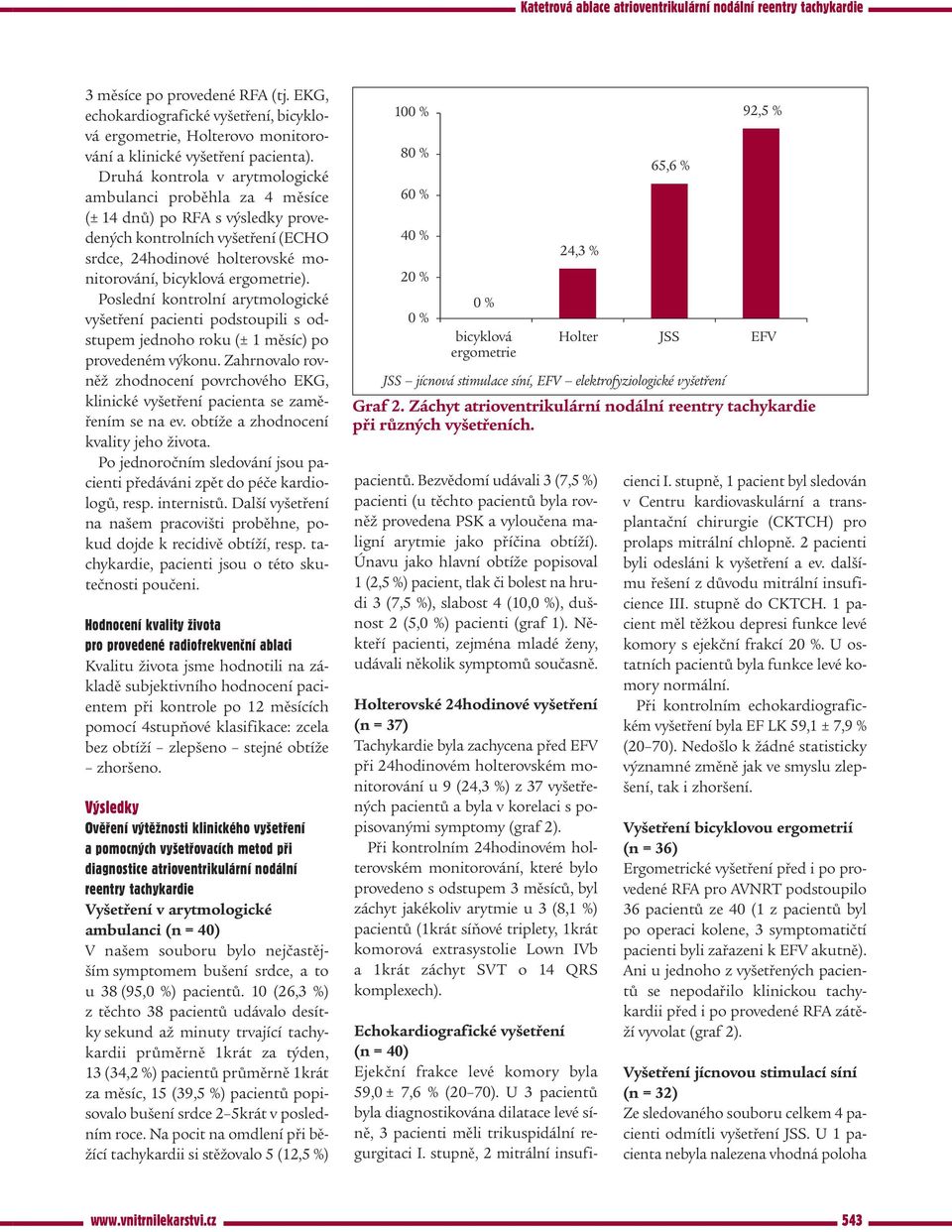 Poslední kontrolní arytmologické vyšetření pacienti podstoupili s odstupem jednoho roku (± 1 měsíc) po provedeném výkonu.
