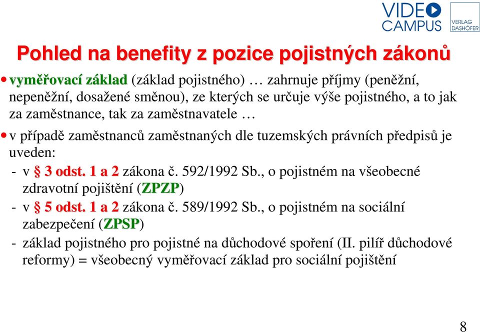 3 odst. 1 a 2 zákona č. 592/1992 Sb., o pojistném na všeobecné zdravotní pojištění (ZPZP) - v 5 odst. 1 a 2 zákona č. 589/1992 Sb.