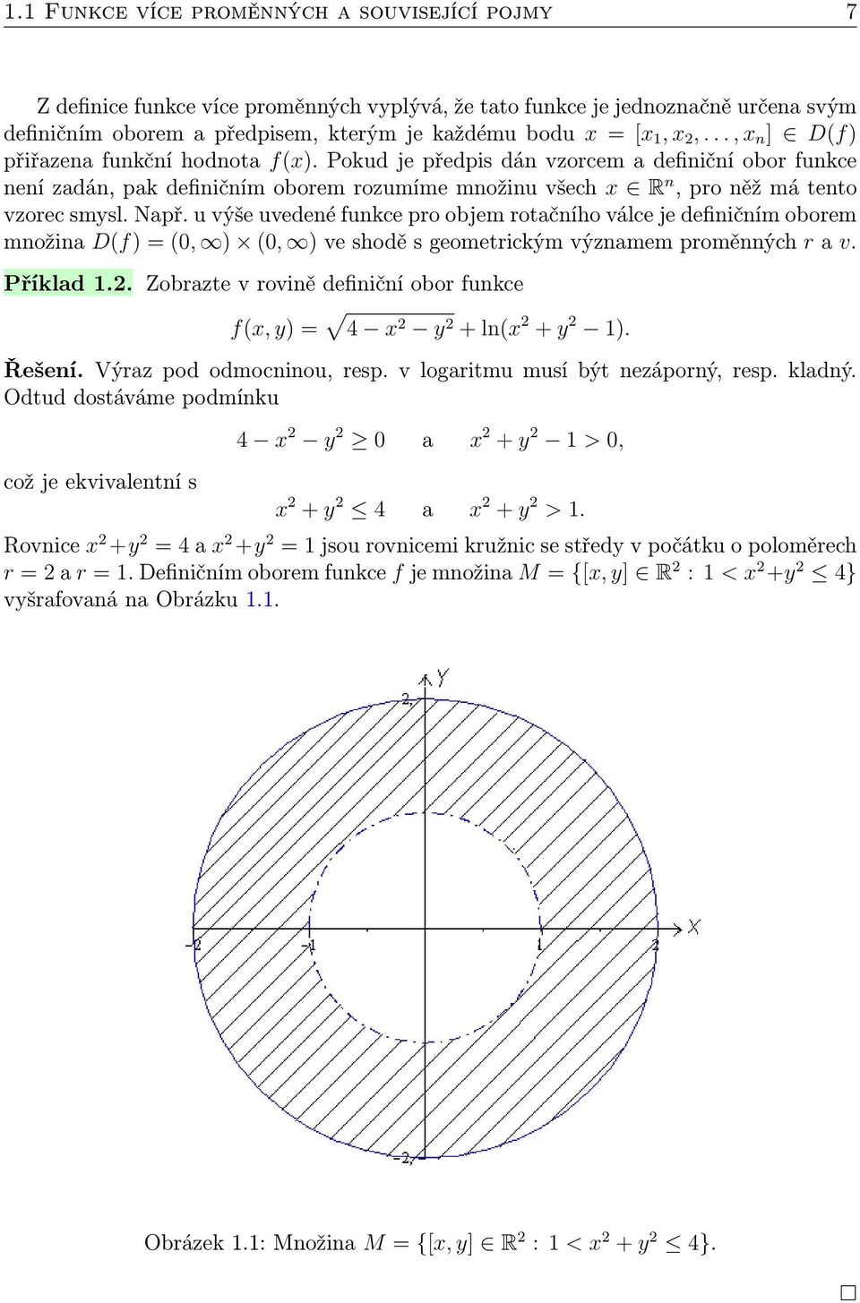 u výše uvedené funkce pro objem rotačního válce je definičním oborem množina D(f) = (0, ) (0, ) ve shodě s geometrickým významem proměnných r a v. Příklad.