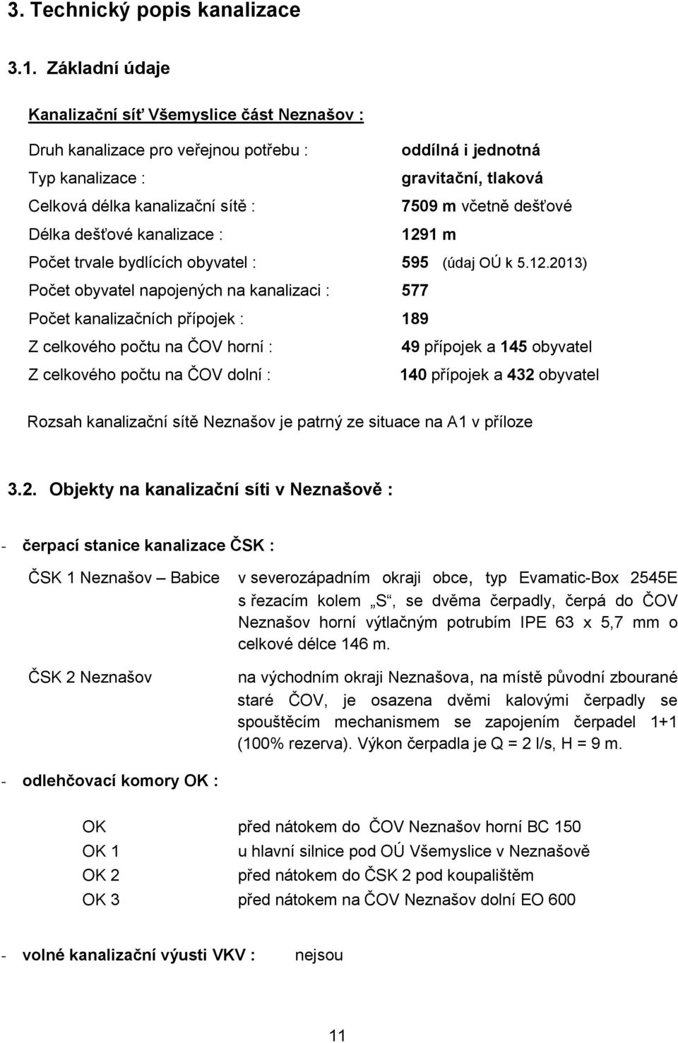 gravitační, tlaková 7509 m včetně dešťové 129