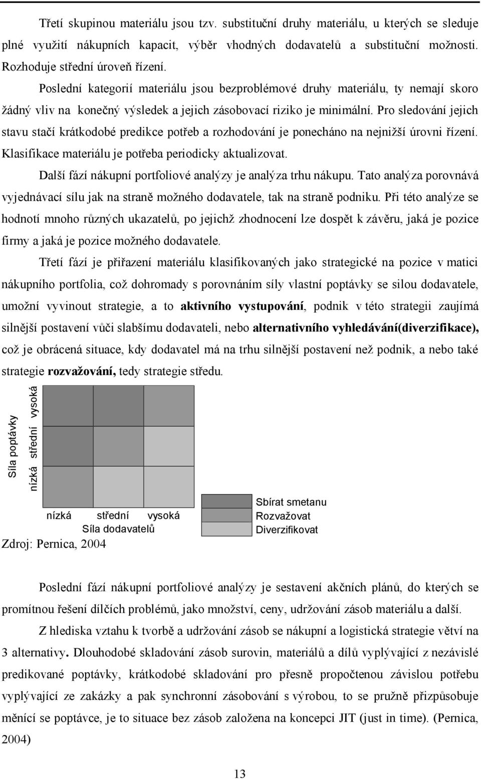 Pro sledování jejich stavu stačí krátkodobé predikce potřeb a rozhodování je ponecháno na nejnižší úrovni řízení. Klasifikace materiálu je potřeba periodicky aktualizovat.