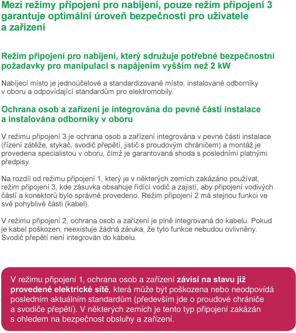 Ochrana osob a za ízení je integrována do pevné ásti instalace a instalována odborníky v oboru V režimu p ipojení 3 je ochrana osob a za ízení integrována v pevné ásti instalace ( ízení zát že,