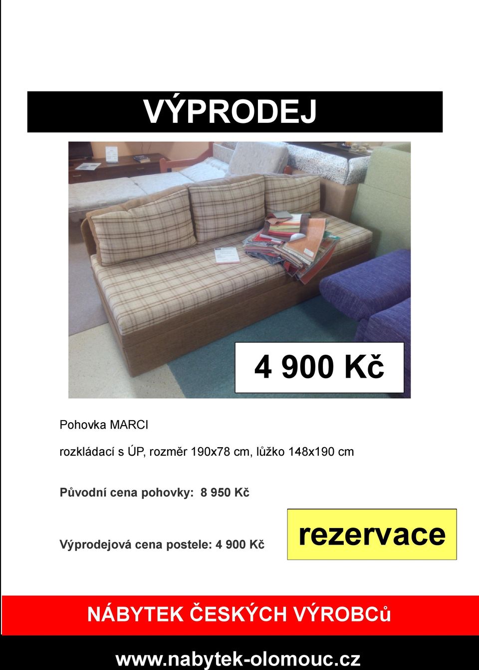 148x190 cm pohovky: 8 950 Kč