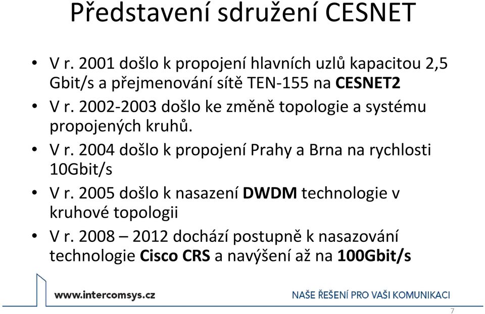 2002 2003 došlo ke změně topologie a systému propojených kruhů. V r.