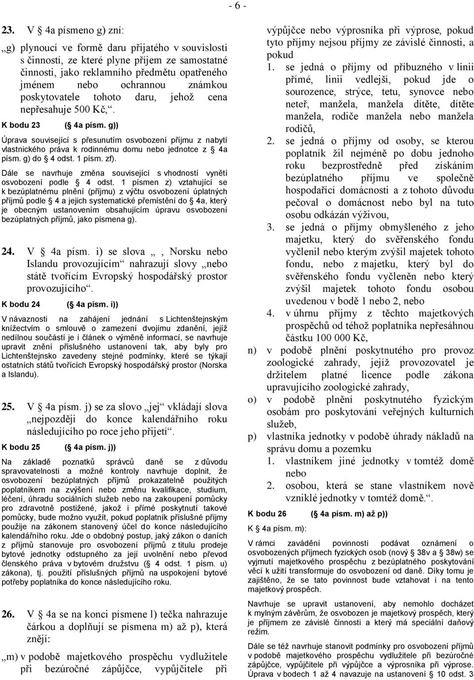 poskytovatele tohoto daru, jehož cena nepřesahuje 500 Kč,. K bodu 23 ( 4a písm.